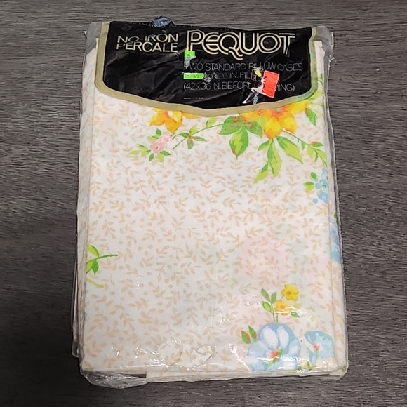 PEQUOT Vintage Pillowcases Standard 20x26 Floral Cottagecore Old New Deadstock - Picture 2 of 7